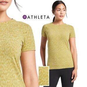 ATHLETA Momentum Allure Lemon Lime Animal Print Tee S